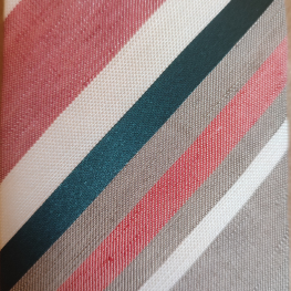 Silk Linen Blend Tan and Red Como Stripe Dazzling Tie
