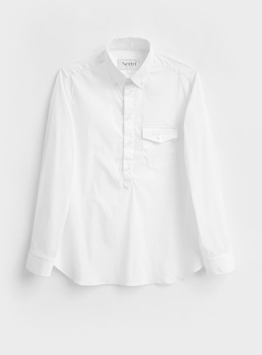 Recycled Italian White Oxford Modern Button-down Popover Shirt White Shirts Neem Global 