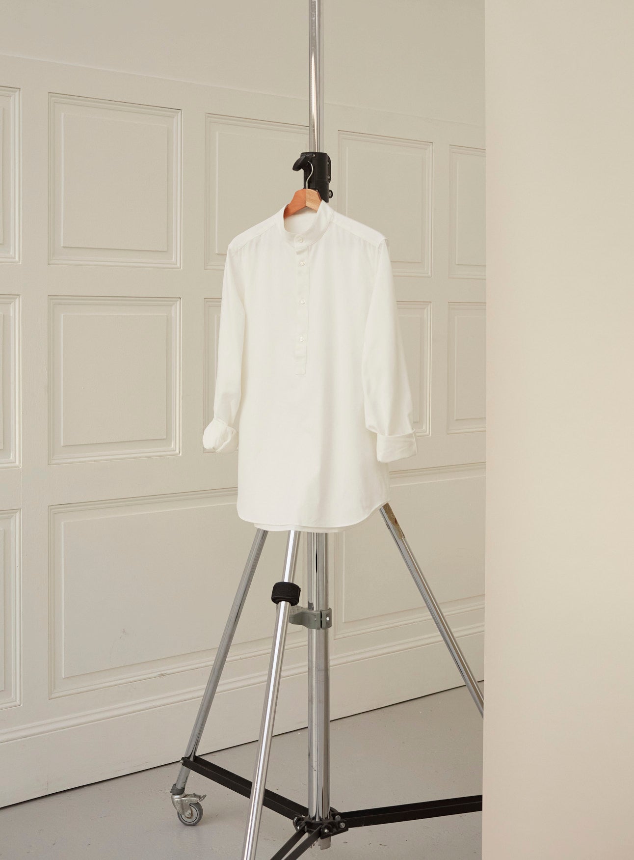 Recycled White Nehru Collar Shirt – Neem London