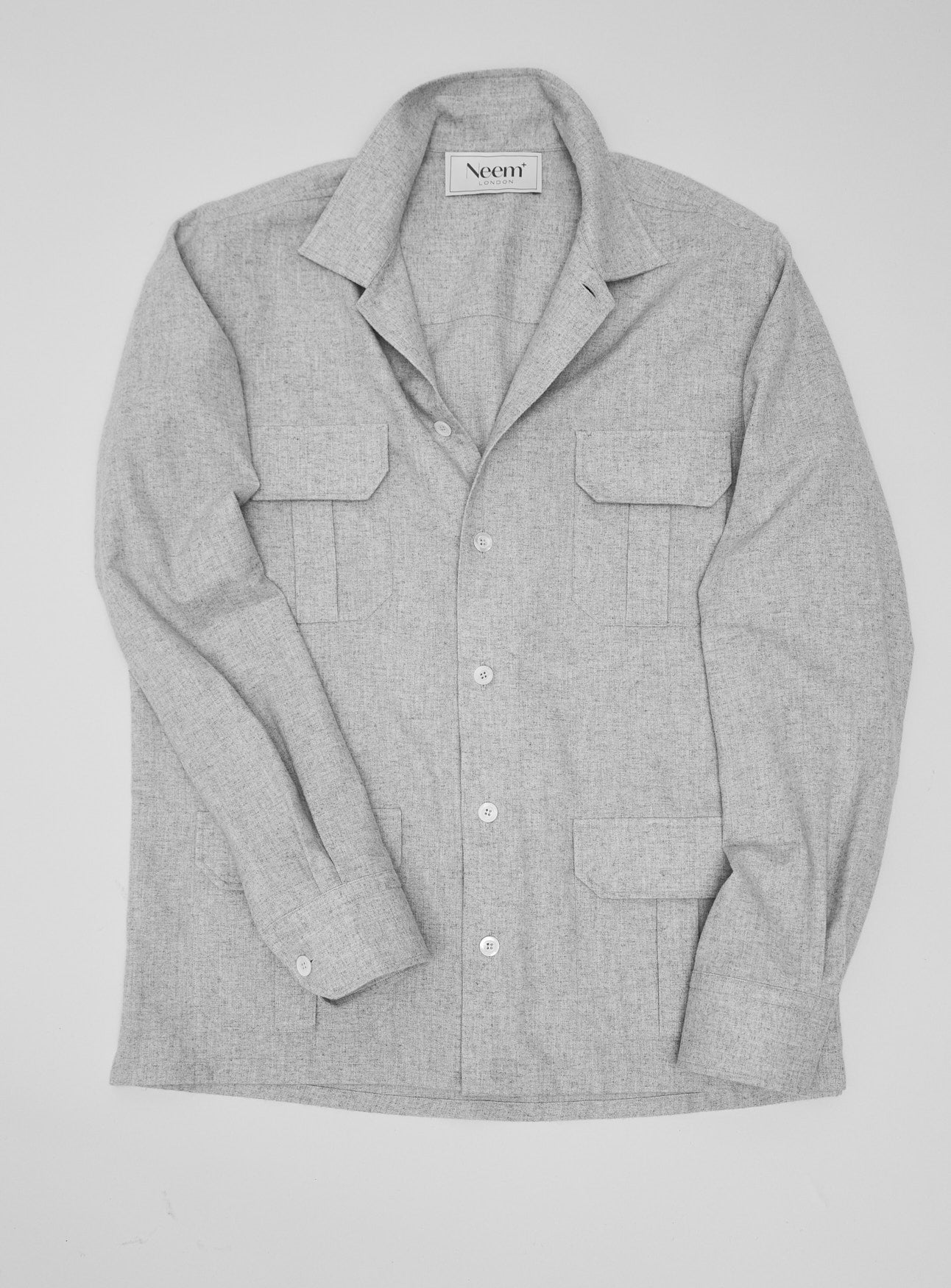 grey overshirt, recycled cotton