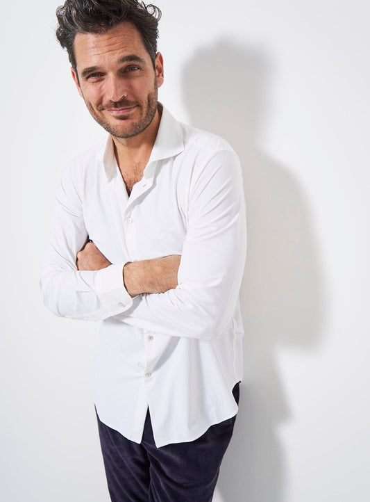 Sustainable clothing white long sleeve shirt